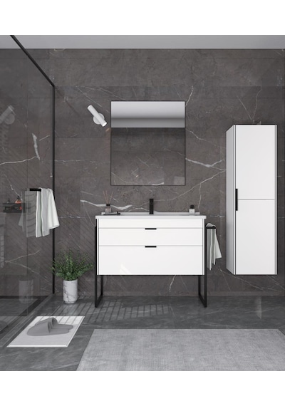 Orka Trio 80 Cm Mdf Çekmeceli Beyaz Ayaklı Banyo Dolabı Takımı Ve Boy Dolabı Beyaz Orka Trio 80 Cm Mdf Çekmeceli Beyaz Ayaklı Banyo Dolabı Takımı Ve Boy Dolabı Beyaz