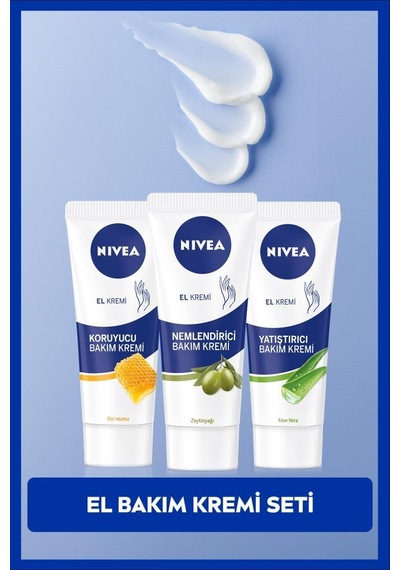 NIVEA Aloe Vera + Bal Mumu + Zeytinyağı El Bakım Kremi 3 x 75 ML