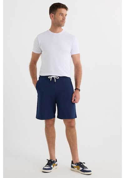 Tudors Erkek Relax Fit Rahat Kesim %100 Pamuk Beli Bağcıklı Lacivert Şort-35703 Lacivert