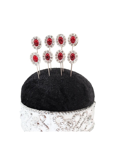 Numetal 8 Li Bordo Yakut Taşlı Eşarp İğnesi. Şal İğnesi. Türban İğnesi. Başörtü İğnesi. Eşarp Ve Şal İğnesi. Gümüş