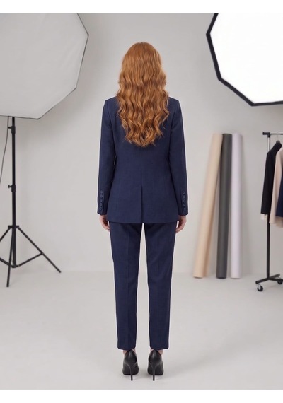 Prenses Kadın Modern Kesim Astarlı Blazer Takım Elbise Trend Ofis Şık Lacivert