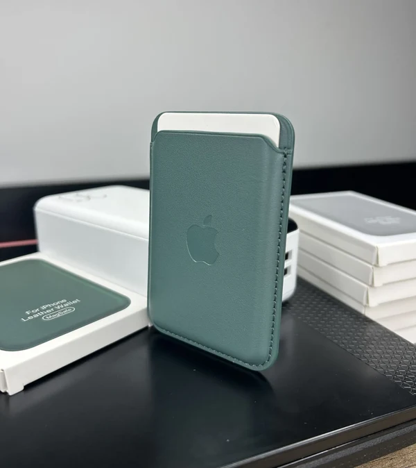 Magsafe Deri Cüzdan Kartlık Tüm Modellerle Uyumlu - Bordo Çam Yeşili