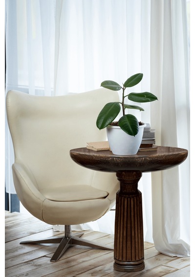 Wood Wooden Ahşap Tekli Fitilli Mantar Yan Sehpa / Ceviz Renk / Mushroom Side Table Kahverengi