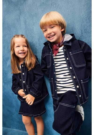 Defacto Erkek Bebek Kapüşonlu Düğmeli Jean Ceket F6269a525aube364 Mavi