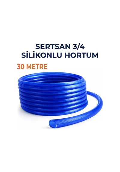 Silikonlu Bahçe Hortumu 3/4 İnç 30 Metre Mavi Dayanıklı Sulama Hortumu