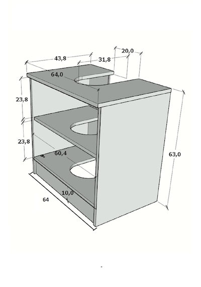 Modelisa Lavabo Altı Dolap, Banyo Dolabı - Mdf Beyaz