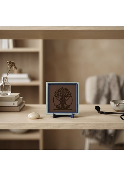 Hayat Ağacı Ve Meditasyon Figürlü Modern Dekoratif Obje, Yaşam Alanınıza Huzur Katan Tasarım 10x10cm