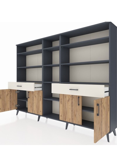 Arges Dolap 12 Raflı 2 Çekmeceli 4 Kapaklı 220x30x163 Antrasit-çam/aytaşı Atlas Çam/aytası - Antrasıt Arges Dolap 12 Raflı 2 Çekmeceli 4 Kapaklı 220x30x163 Antrasit-çam/aytaşı Atlas Çam/aytası - Antrasıt