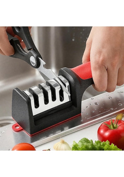 Mutfak Bıçakları İçin Bıçak Bileyiciler - Paslanmaz Çelik 4'ü 1 Arada Mutfak Bıçağı Bileyici - 4 Aşamalı B