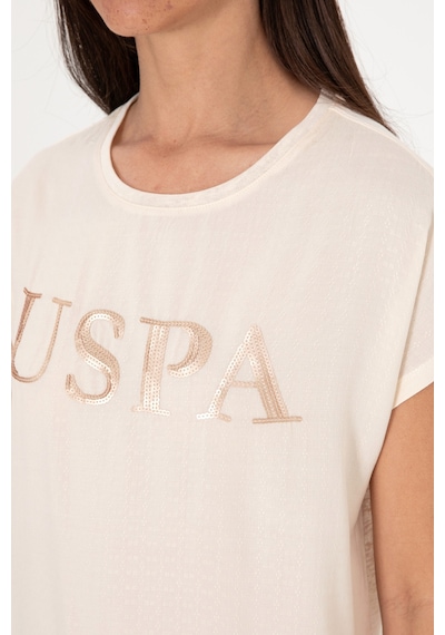 U.S. Polo Assn. Kadın Krem Bisiklet Yaka Tişört 50300777-VR071