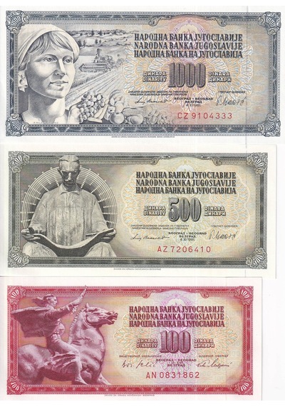 Yugoslavya 1000-500-100 Dinar Yabancı Kağıt Para Seti 3 Parça Çil Unc Koleksiyon Para