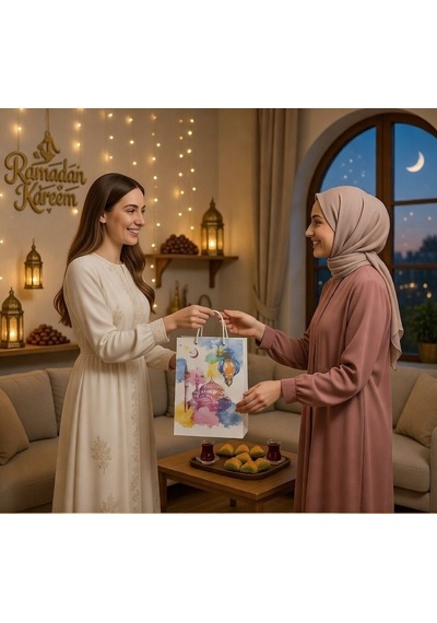 Ramazan Hediyelik Karton Çanta 26x40x8 Cm Ramazan Temalı Taşıma Çantası