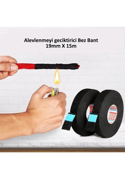 Bez Bant Tüylü Yanmaz Bant Kumaş Kablo Sarma Bantı 15 M 19 Mm 1 A