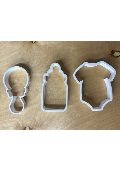 Bebek Zıbın Biberon Çıngırak Şekilli Baby Shower Kurabiye Kalıbı Seti Kesici Çok Renkli