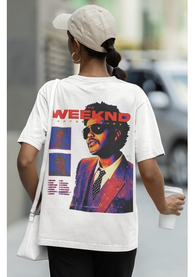 Sevbano The Weeknd After Hours Sırt Baskılı Unisex Oversize Rapper Şarkıc Beyaz
