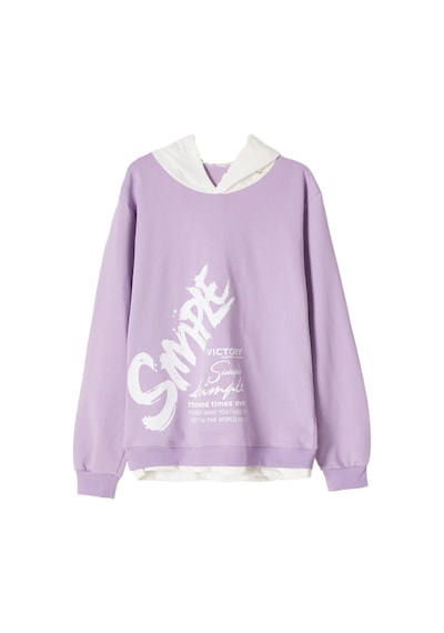 İrem Çocuk Giyim Kız Çocuk Simple Yazı Desenli Kapüşonlu Lila Sweatshirt Mor