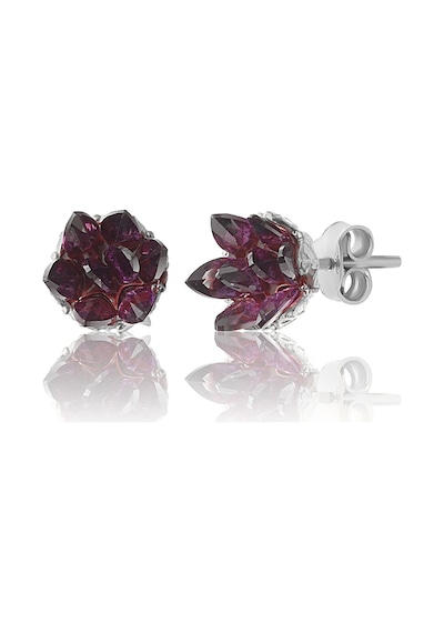 Zanaatsilver 925 Ayar Gümüş Ametist Taşlı Rodyum Kaplama Lotus Çiçeği Küpe