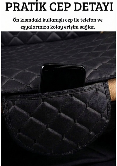 Ergonomik Cepli 3 Parça Oturak Deri Oto Minder Seti Siyah
