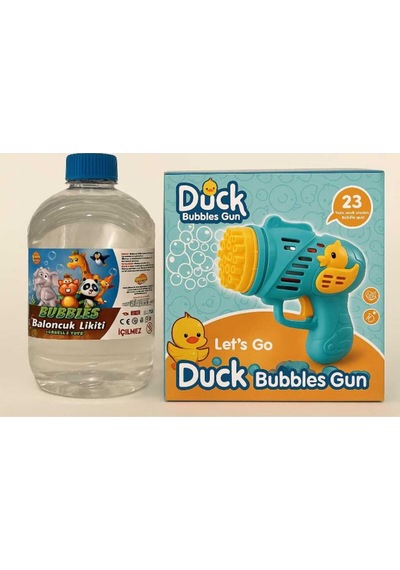 Duck Çok Delikli Pilli Köpük Atan Baloncuk Çıkaran Tabanca 23 Dilekli+ 500 Ml Köpük Likidi