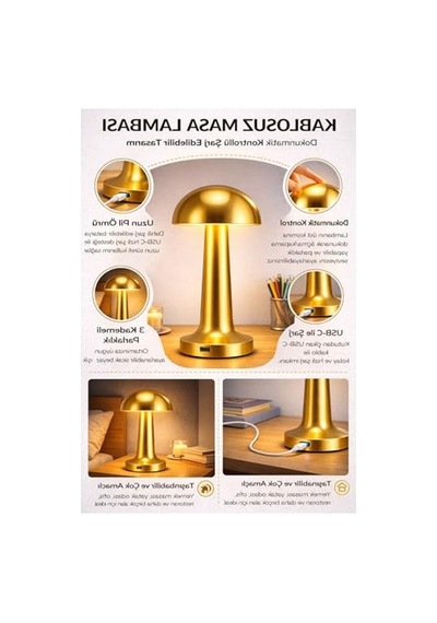 Dokunmatik Led Masa Lambası, 3 Kademeli Şarj Edilebilir Gece Lambası İle Dekoratif 10 Parça Siyah