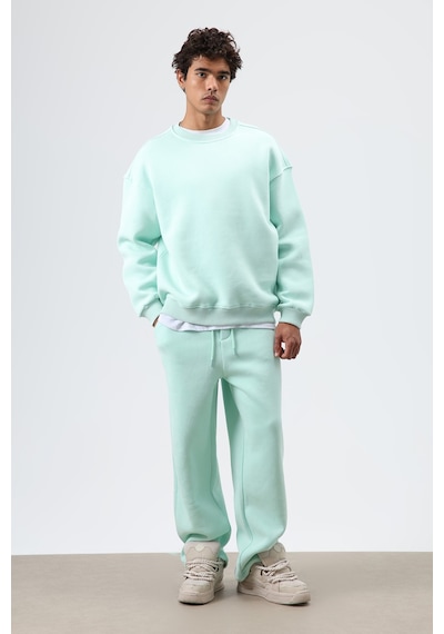 Vamos Basic Oversize Yıkamalı Sweatshirt Mint