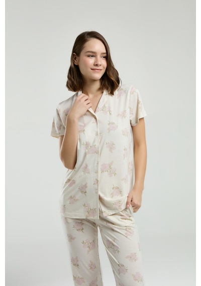 Pierre Cardin Kadın Beyaz Gömlek Pijama Beyaz