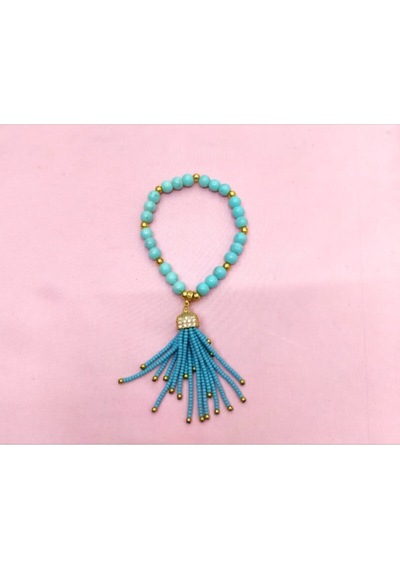 Oriental Kuyumculuk Jewellery Kadın Firuze Taşlı Püsküllü Bileklik Turkuaz