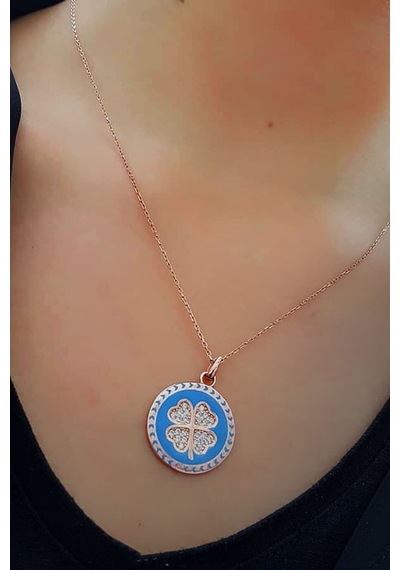 Zirkon Taşlı Mine Işçiliğinde Gümüş Üzerine Rose Altın Kaplama Ko