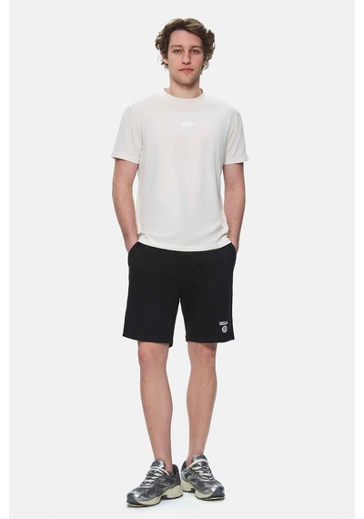 Ucla Fabıo Kemik Rengi Bisiklet Yaka Baskılı Standard Fit Erkek Tshirt Siyah