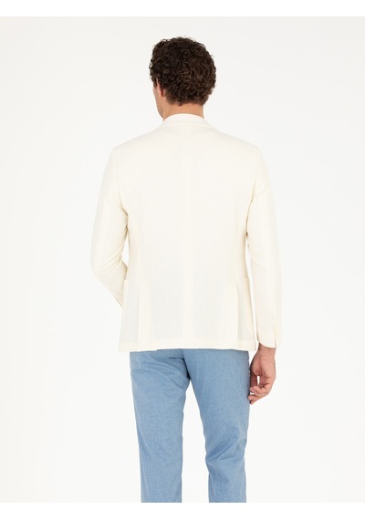 Cacharel Beyaz Slim Fit Yün Keten Karışımlı Ceket Cacharel Beyaz Slim Fit Yün Keten Karışımlı Ceket