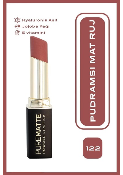 Pure Matte Powder Lipstick No: 122 - Nemlendirici Pudramsı Mat Ruj Çok Renkli