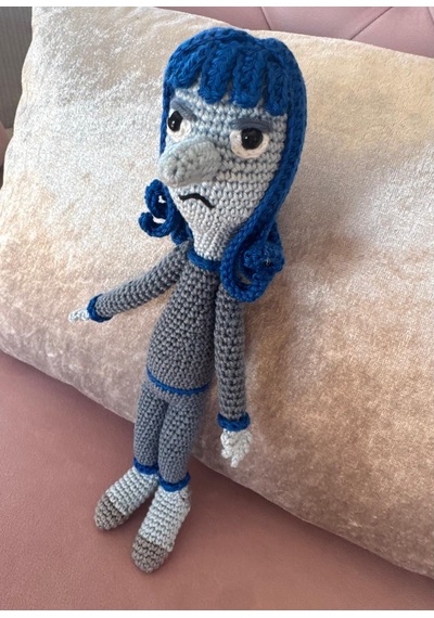 Insıde Out Bored Sıkıldım Amigurumi Oyuncak 24 Cm Gri - Mavi