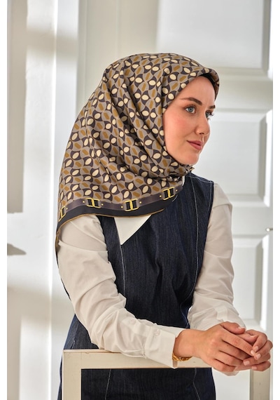 Silk Home Twill İpek Eşarp 11481-33 Antrasit, Haki, Gri, Gümüş
