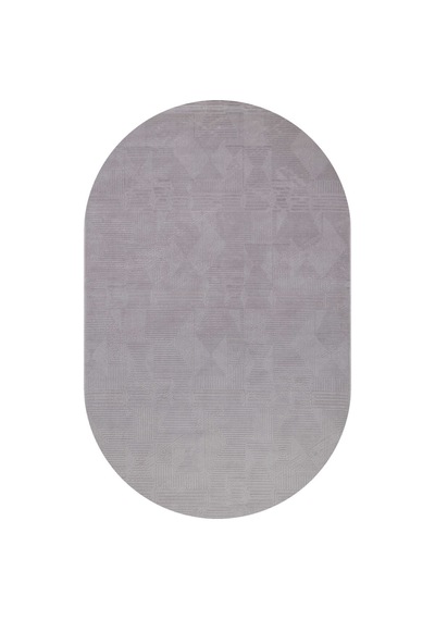 Geometrik Soyut Desenli Oskar Akrilik Makine Oval Halı Os06 Gri