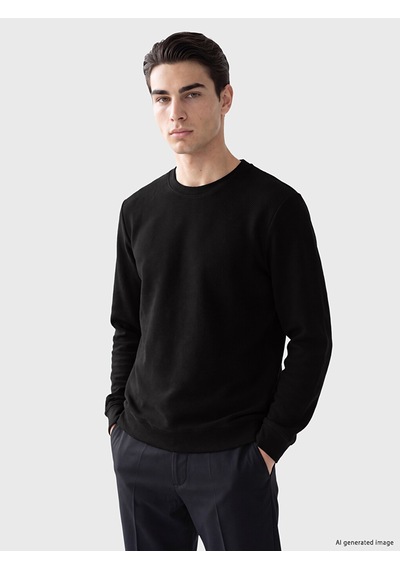 Lcwaıkıkı Classic Siyah Bisiklet Yaka Erkek Sweatshirt