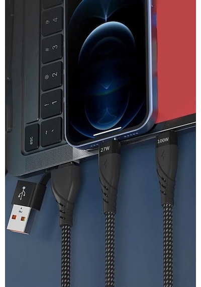 2in2 Portatif Tasarım Type-c Usb Şarj Veri Aktarma Kablosu Yüksek Hızlı Spiral Şarj Veri Kablosu