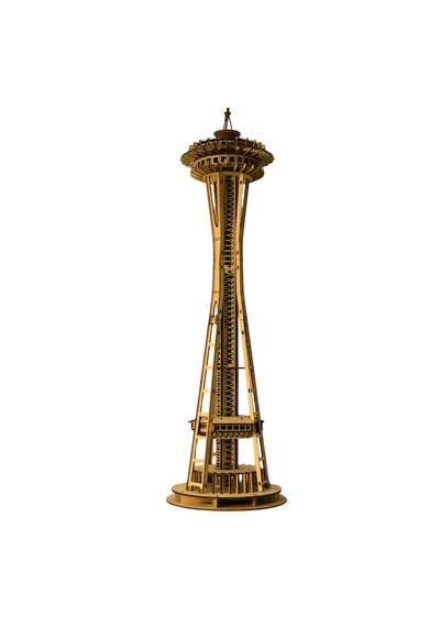 Space Needle Ahşap Maket Seti Dıy 3d Puzzle Seattle Kulesi Koleksiyoner Modeli 321 Parça