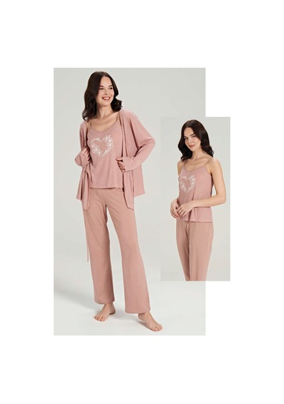 Feyza 3 Lü Günlük & Pijama Takımı Gülkurusu