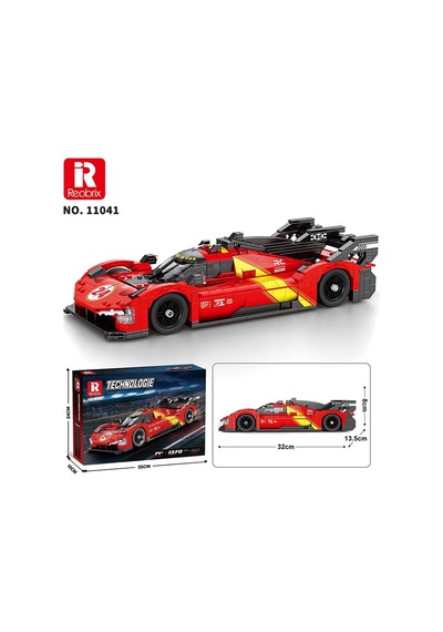 Reobrix Technic 11041 1/12 Ferrari 499p Araba Yaratıcı Yapı Blok Seti Building Blocks - 1370 Parça