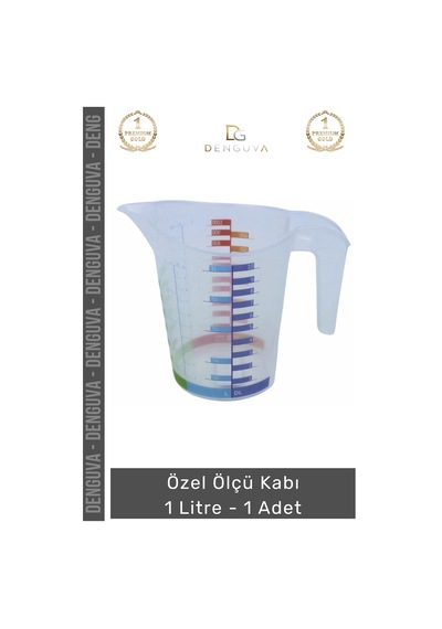 Ölçükabı Hassas Mutfak Laboratuvar Ölçekli Gı Uyumlu Pratik Özel Ölçü Kabı 1 Litre - 1 Adet Çok Renkli