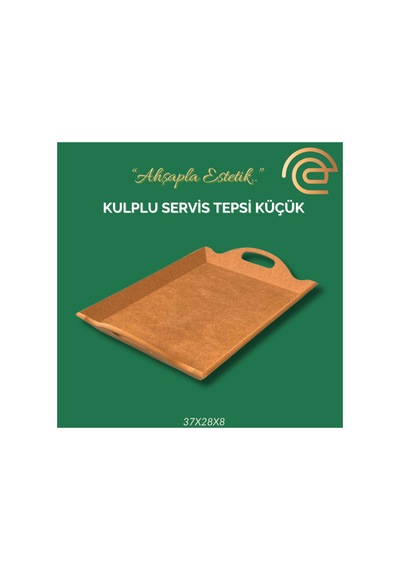Kulplu Servis Tepsi Küçük Kahverengi