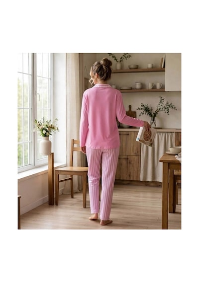 Pijamoni Kadın Premium Milan Kumaş Gömlek Yaka Uzun Kollu Pijama Takımı Koyu Pembe Çizgili Pijamoni Kadın Premium Milan Kumaş Gömlek Yaka Uzun Kollu Pijama Takımı Koyu Pembe Çizgili