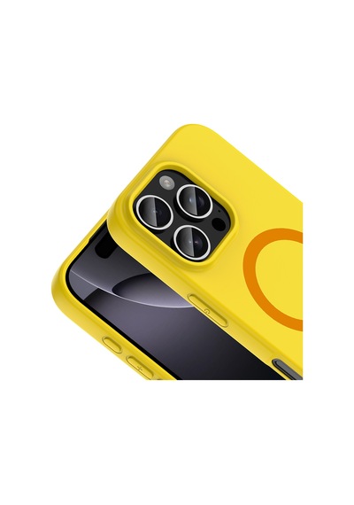 Apple iPhone Uyumlu 16 Pro Max Kılıf M-safe Şarj Özellikli Zore Aris Silikon Kapak - Sarı