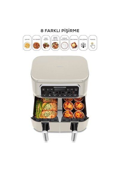 Karaca Air Pro Cook Duo Ev Yemeği Xxxl 8 Kişilik Airfryer 4 + 4 L