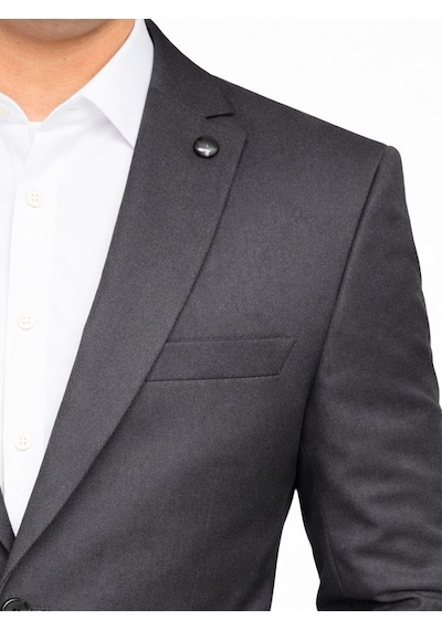 Plus Scorpion Erkek Blazer Ceket Twill Dokuma Likralı Notch Yaka 1 Düğmeli Çift Yırtmaçlı Slim Fit Siyah