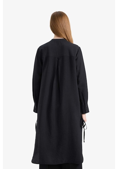 DeFacto Regular Fit Basic Düz Yanları Bağcıklı Uzun Kollu Tesettür Gömlek Tunik F2182AX25SMBK81