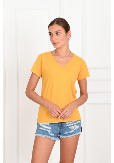 Kadın Basic Cepli Tshirt 8328 001