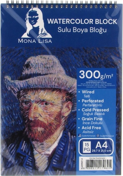 Mona Lisa Sulu Boya Bloğu Defteri 300gr A4 Boy 15 Yaprak