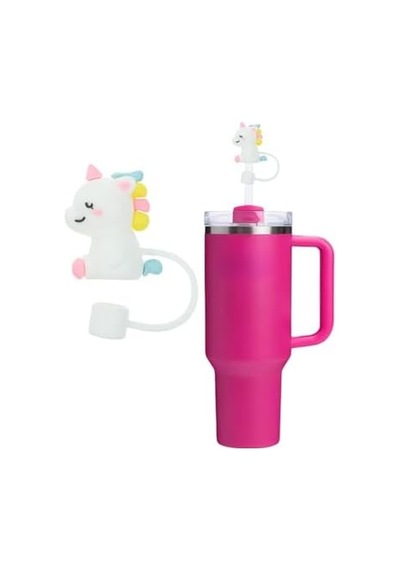 1 Adet Unicorn Figürlü 10mm Silikon Pipet Kapağı Uyumlu Toz Geçirmez Pipet Tıpası
