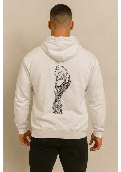 Hmo Store Unisex Nadir Alternatif Moda Hoodie Temalı Desen Beyaz